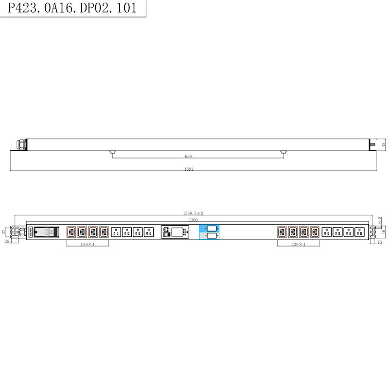 16 Steckdosen IEC C13 C19 und US-Steckdosen 1,5U Flüssigmagnet-Leistungsschalter Vertikale TCP/IP-Smart-Rack-PDU