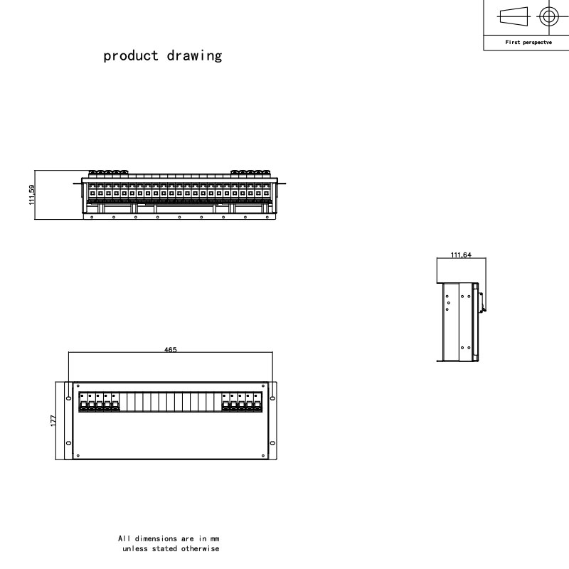 3U Breaker Horizontal Rack PDU Grau