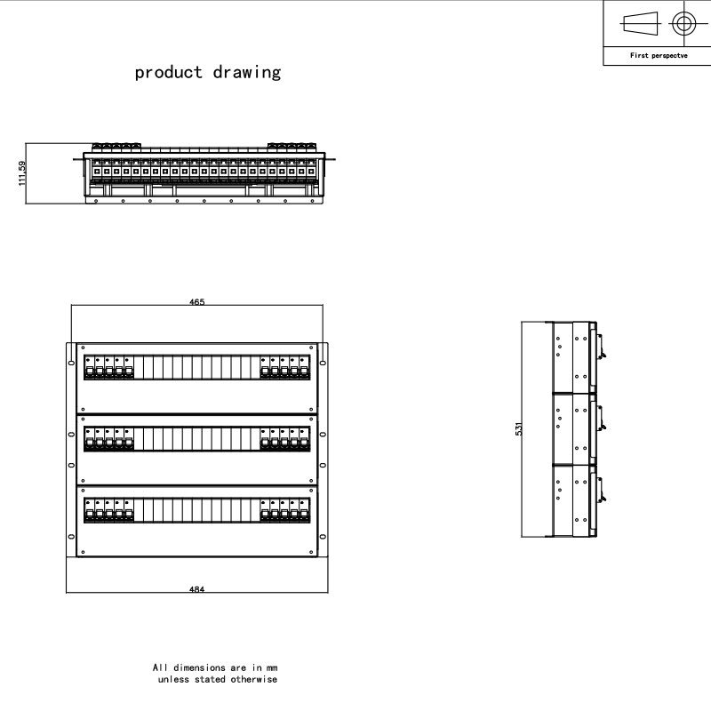 9U Breaker Horizontal Rack PDU Grau