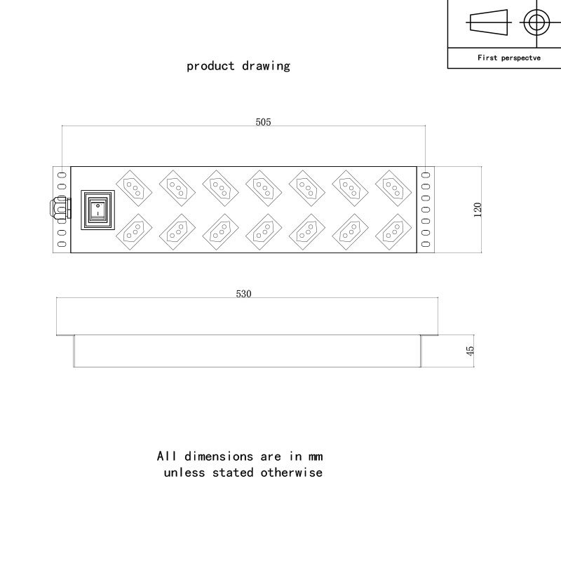 Vertikal geschaltetes Schweizer Rack-PDU mit 14 Ausgängen