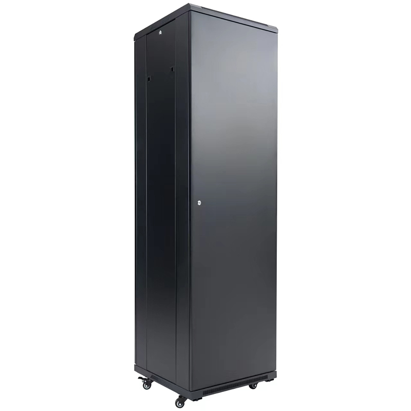 Server-Rack-Schrank vorne mit Einzelglastür / blinde Einzeltür hinten 18U-42U schwarz