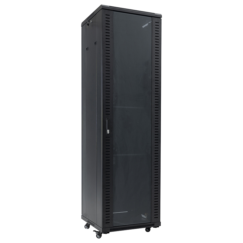 Server-Rack-Schrank vorne mit Einzelglastür / blinde Einzeltür hinten 18U-42U schwarz