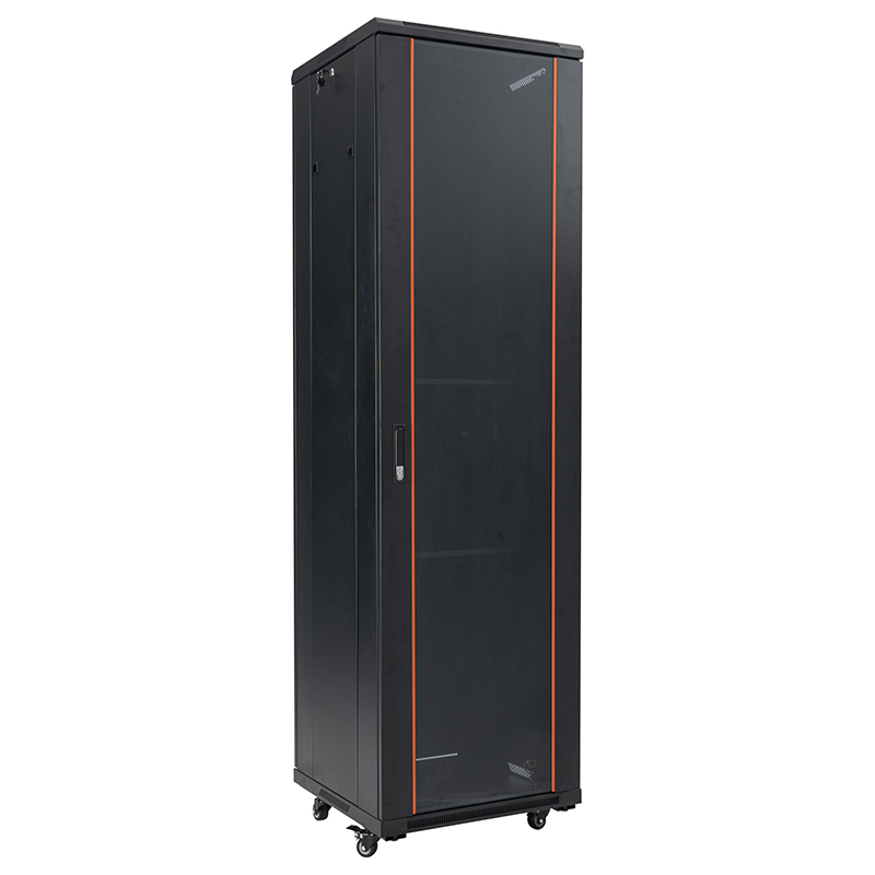 Server-Rack-Schrank vorne mit Einzelglastür / blinde Einzeltür hinten 18U-42U schwarz