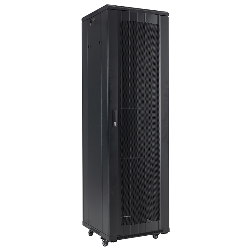 Server-Rack-Schrank vorne mit Einzelglastür / blinde Einzeltür hinten 18U-42U schwarz