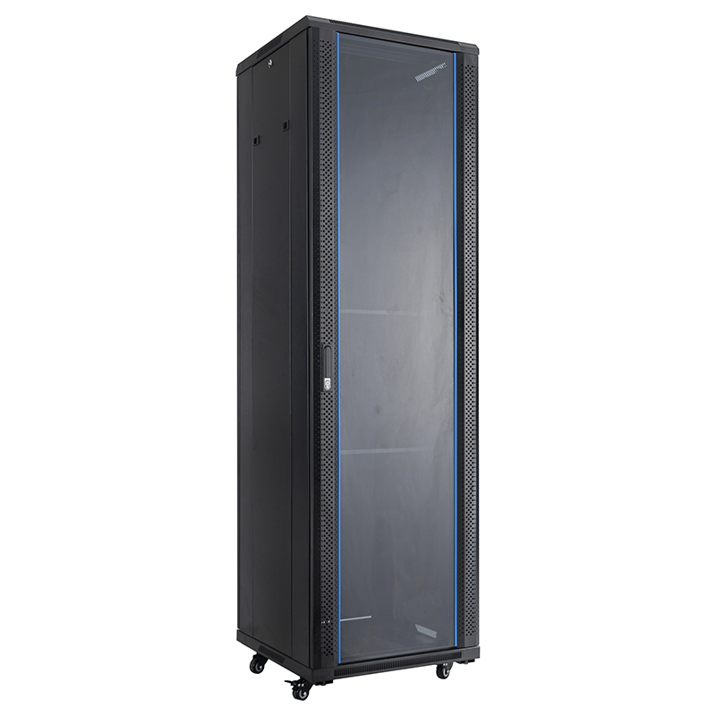 Server-Rack-Schrank vorne mit Einzelglastür / blinde Einzeltür hinten 18U-42U schwarz