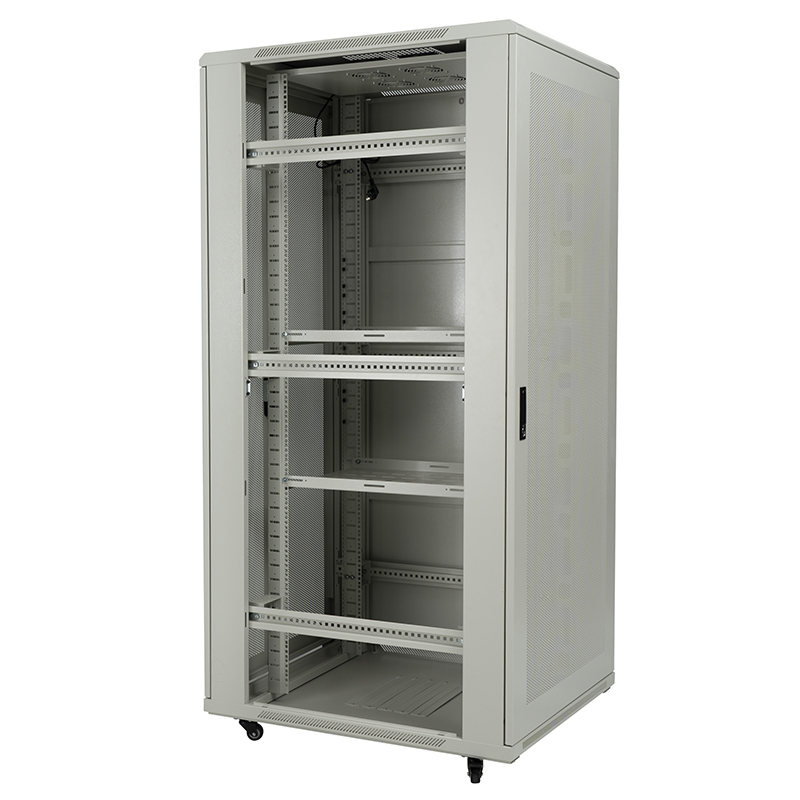 Server-Rack-Schrank vorne perforierte Einzeltür/Rückseite perforierte Doppeltür 18U-42U grau