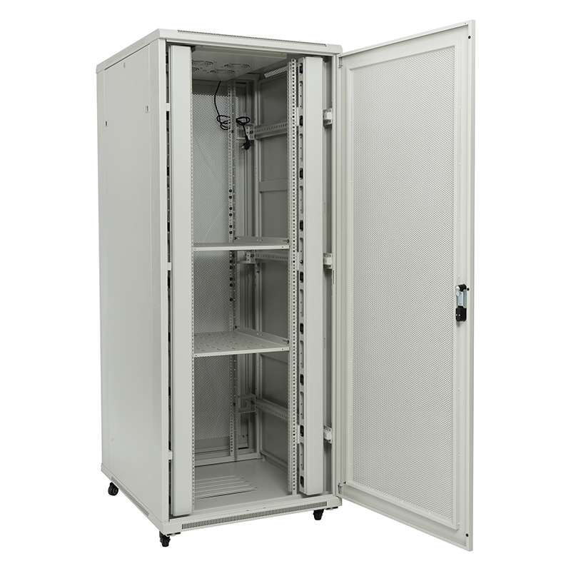 Server-Rack-Schrank vorne perforierte Einzeltür/Rückseite perforierte Doppeltür 18U-42U grau