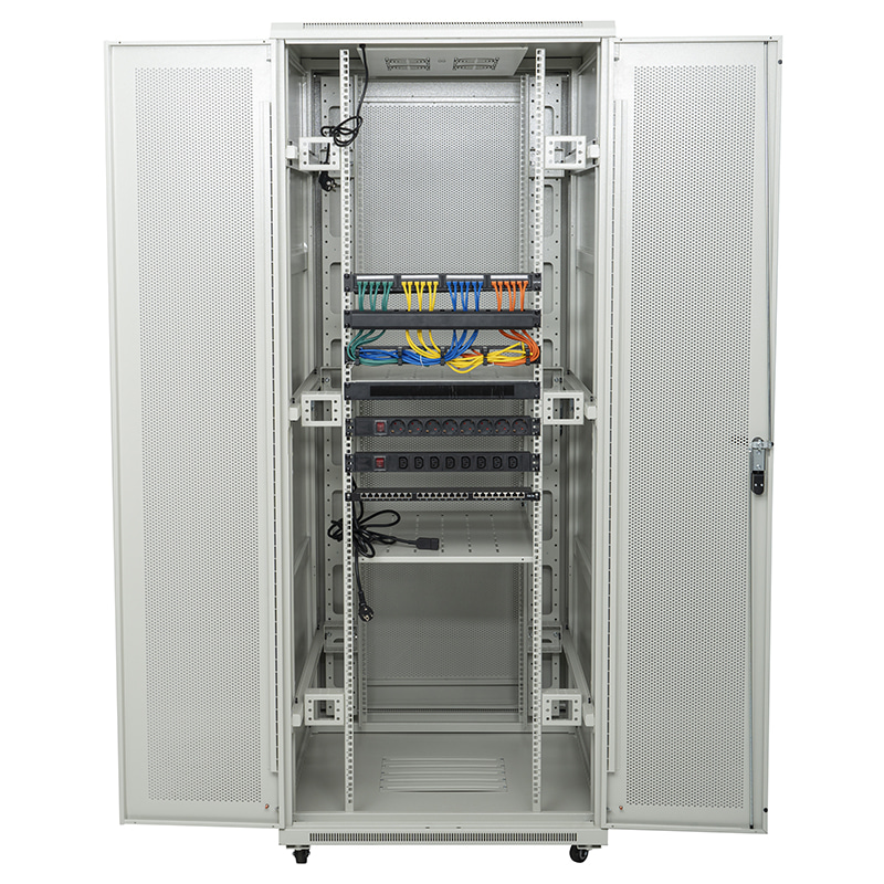 Server-Rack-Schrank vorne perforierte Einzeltür/Rückseite perforierte Doppeltür 18U-42U grau